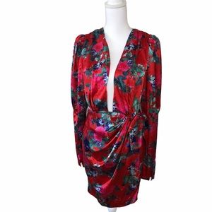 NWT Misguided Tall Floral Wrap Mini Dress 6